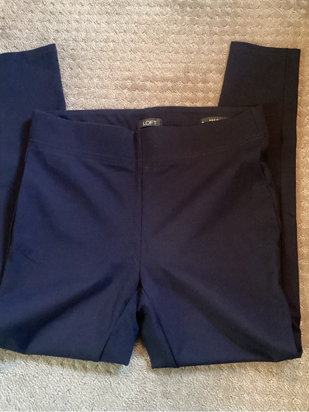 LOFT Dark Navy Ponte Pull-On Skinny Pants, High Waist, 27”L, 10” Rise, M